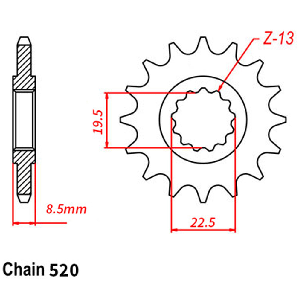 FRONT SPROCKET - STEEL  14T 520P - 31-48H-14