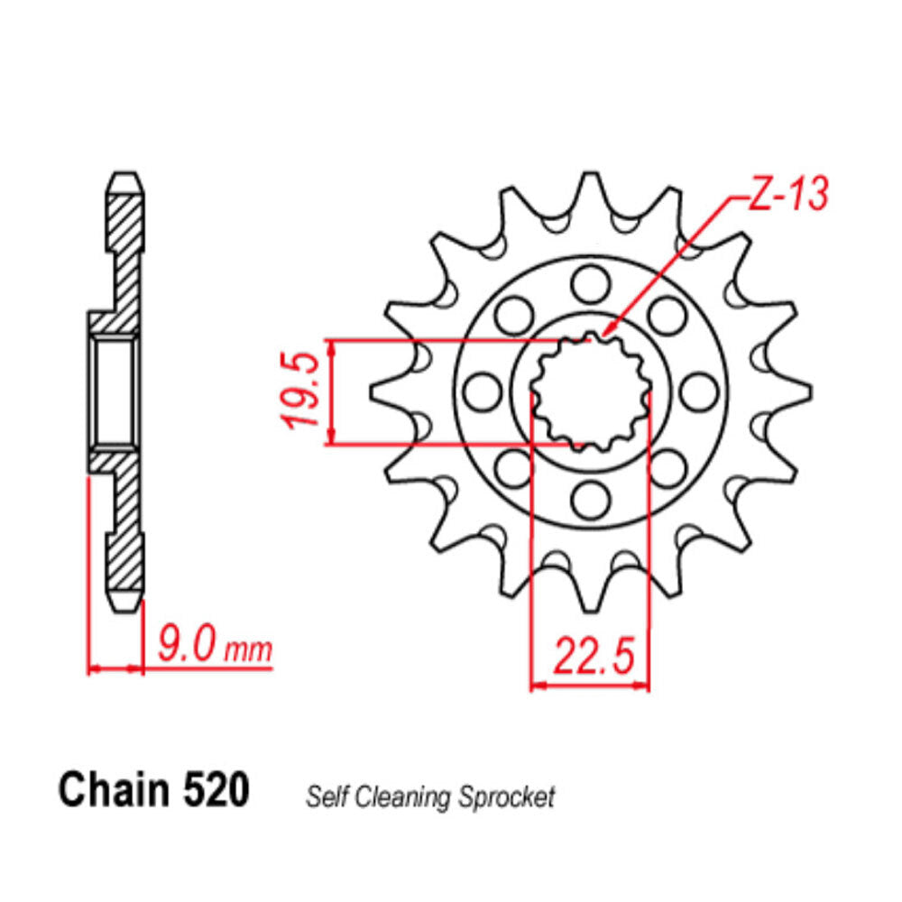 FRONT SPROCKET - STEEL  13T #520 - 31-49J-13