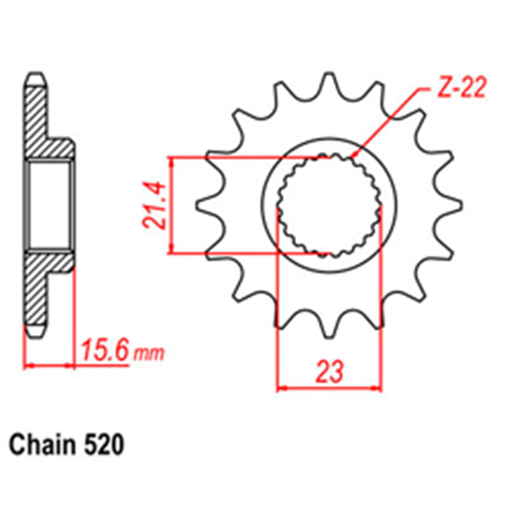 FRONT SPROCKET - STEEL  14T 520P - 31-798-14