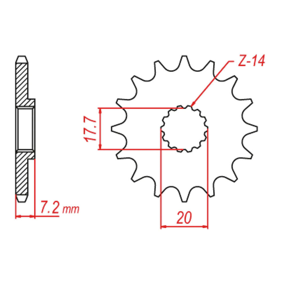 FRONT SPROCKET - STEEL 14T 420P - 31-BR8-14