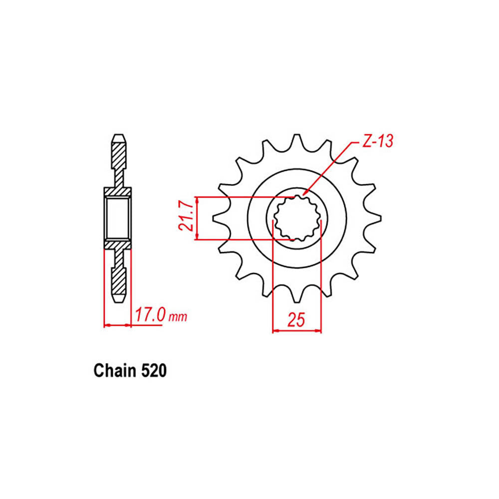 FRONT SPROCKET - STEEL  17T 520P - 31-MGZ-17