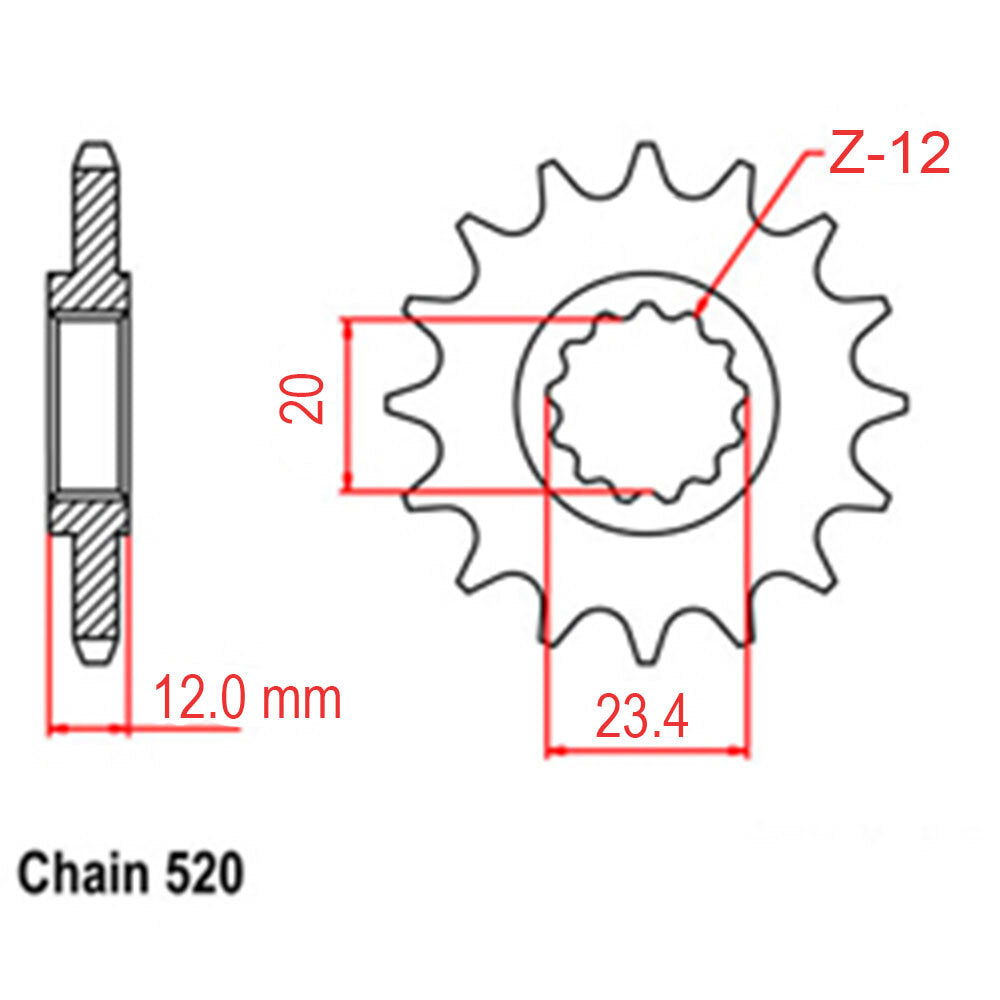 FRONT SPROCKET - STEEL 12T 520P  CRF450L RALLY