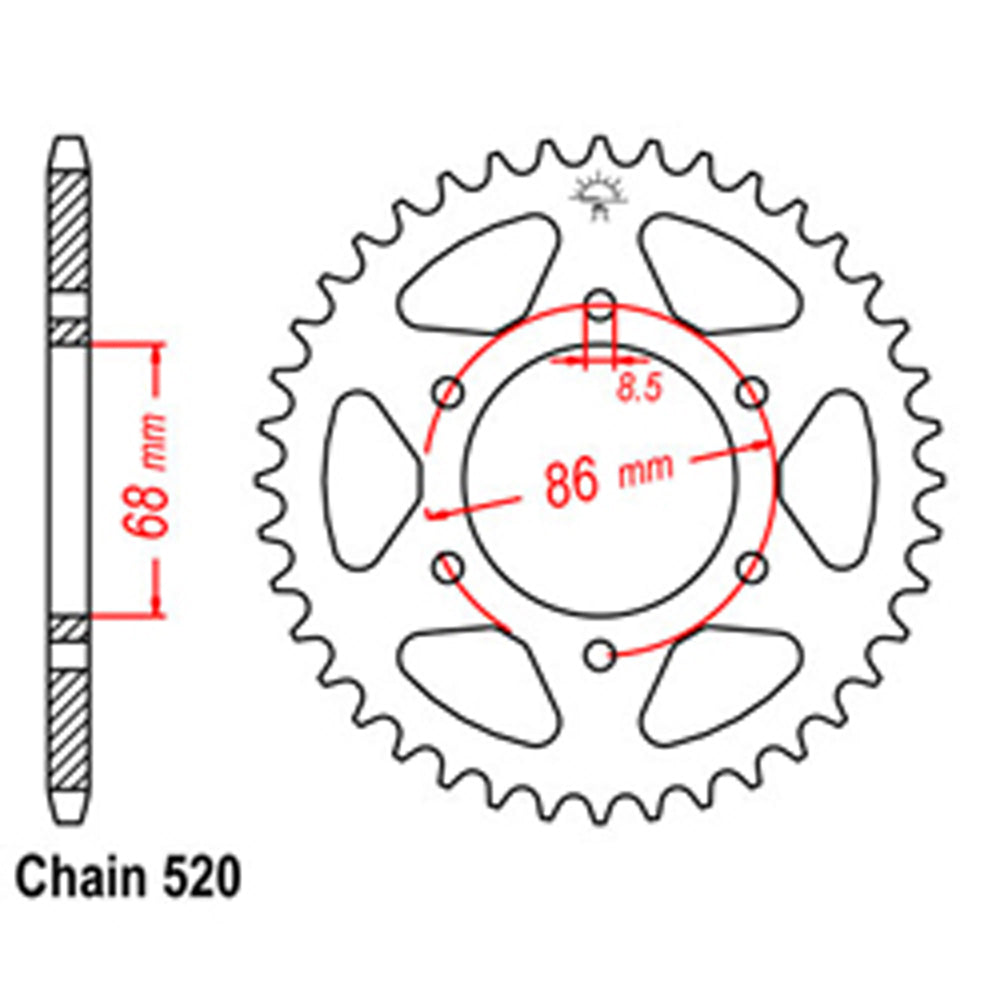 REAR SPROCKET - STEEL 37T 520P - 32-002-37