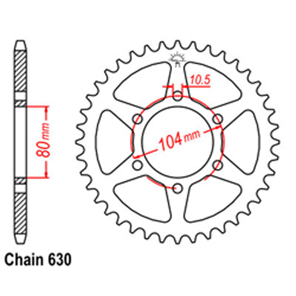 REAR SPROCKET - STEEL 38T 630P