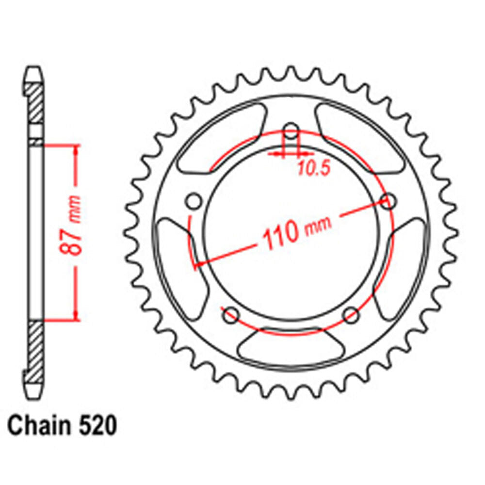 REAR SPROCKET - STEEL 39T 520P - 32-01D-39