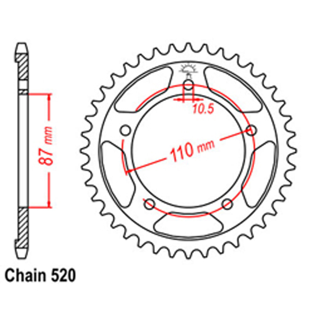 REAR SPROCKET - STEEL 46T 520P - 32-01D-46