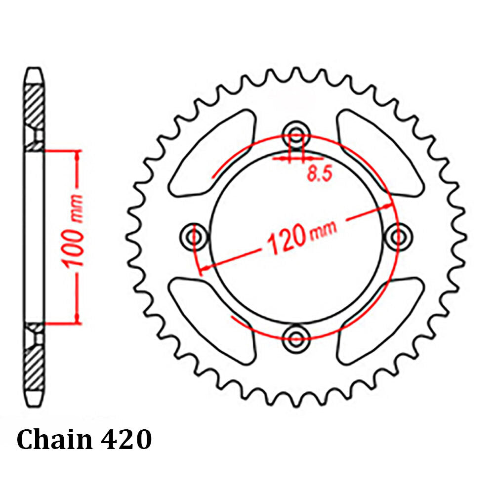 REAR SPROCKET - STEEL 45T 420P - 32-02B-45