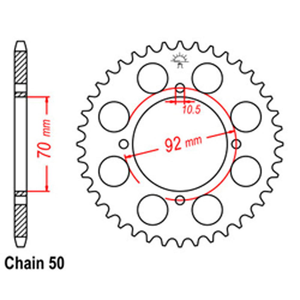 REAR SPROCKET - STEEL 40T 530P - 32-033-40