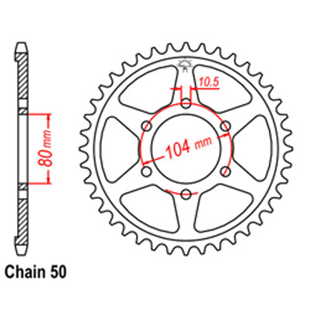 REAR SPROCKET - STEEL 38T 530P - 32-054-38