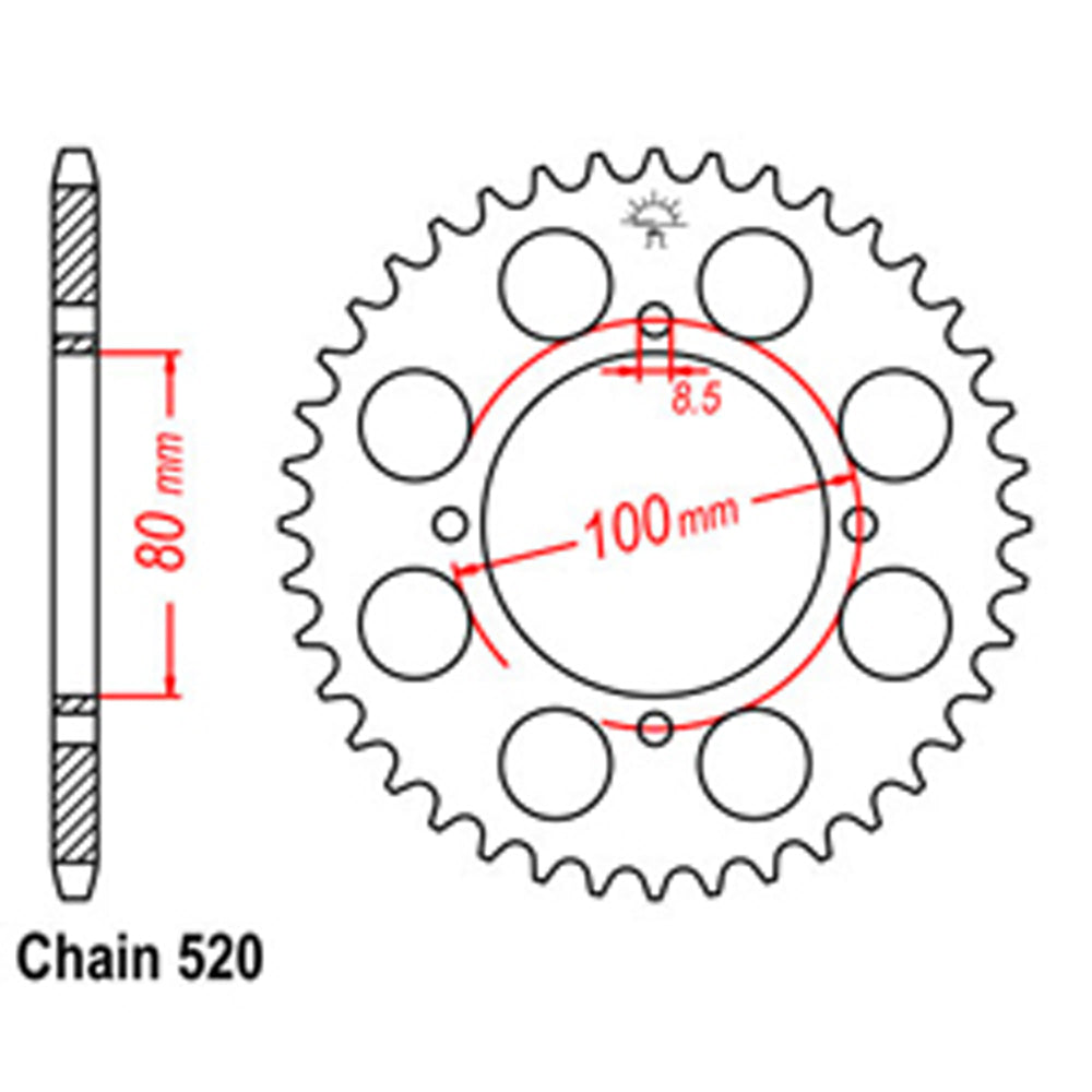 REAR SPROCKET - STEEL 39T 520P D/D - 32-113-39