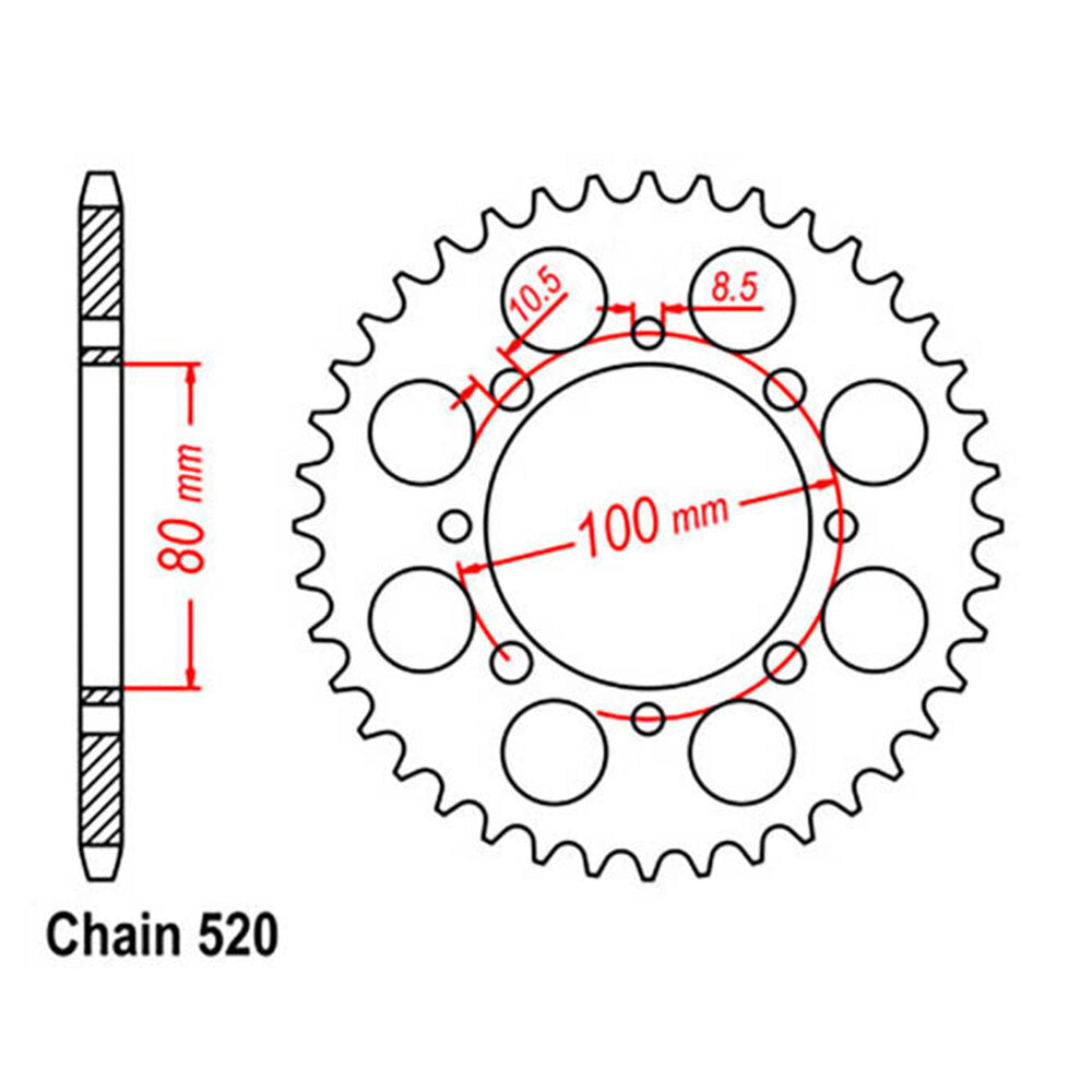 REAR SPROCKET - STEEL 43T 520P D/D - 32-113-43