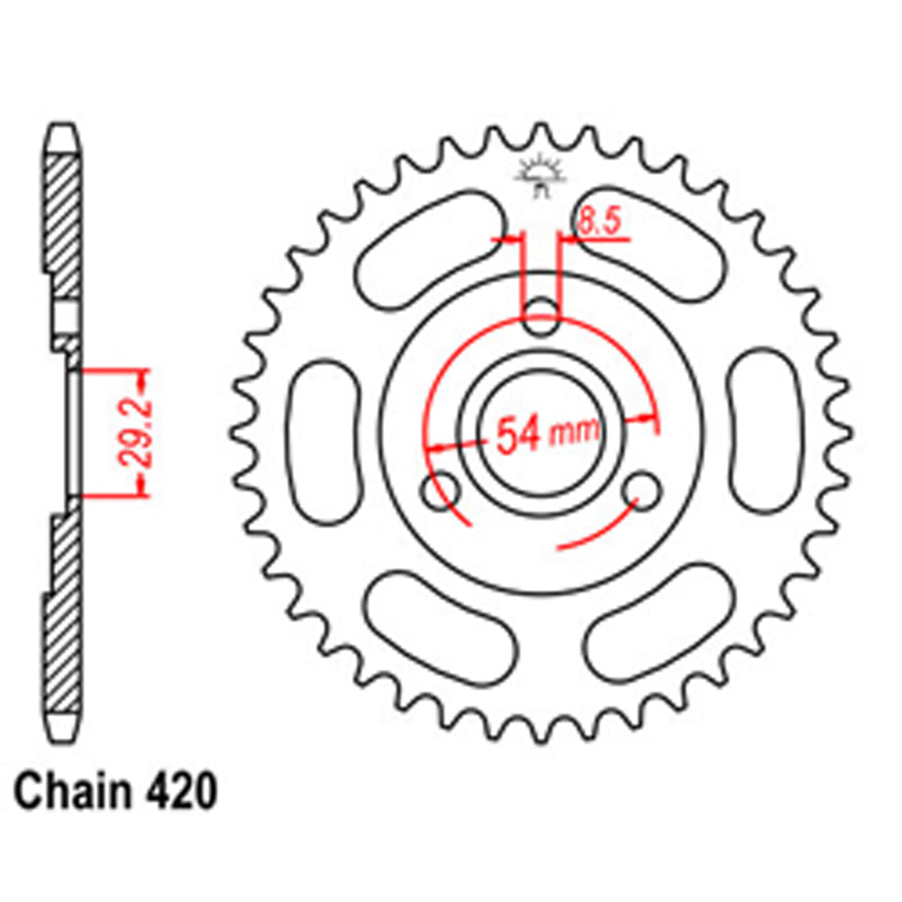 REAR SPROCKET - STEEL 35T 420P - 32-120-35