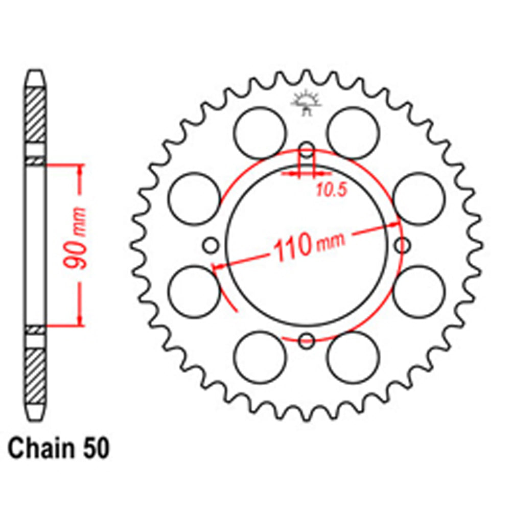 REAR SPROCKET - STEEL 38T 530P - 32-12R-38