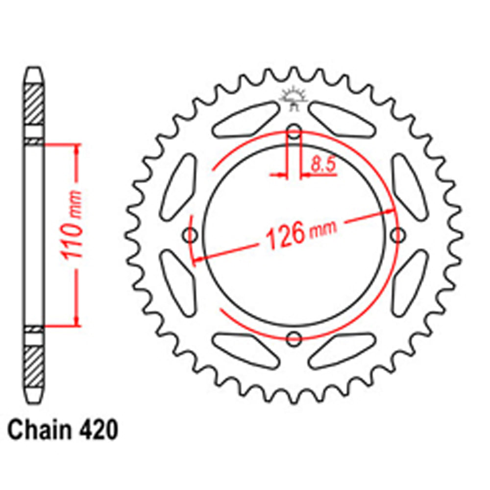 REAR SPROCKET - STEEL 45T 420P - 32-152-45