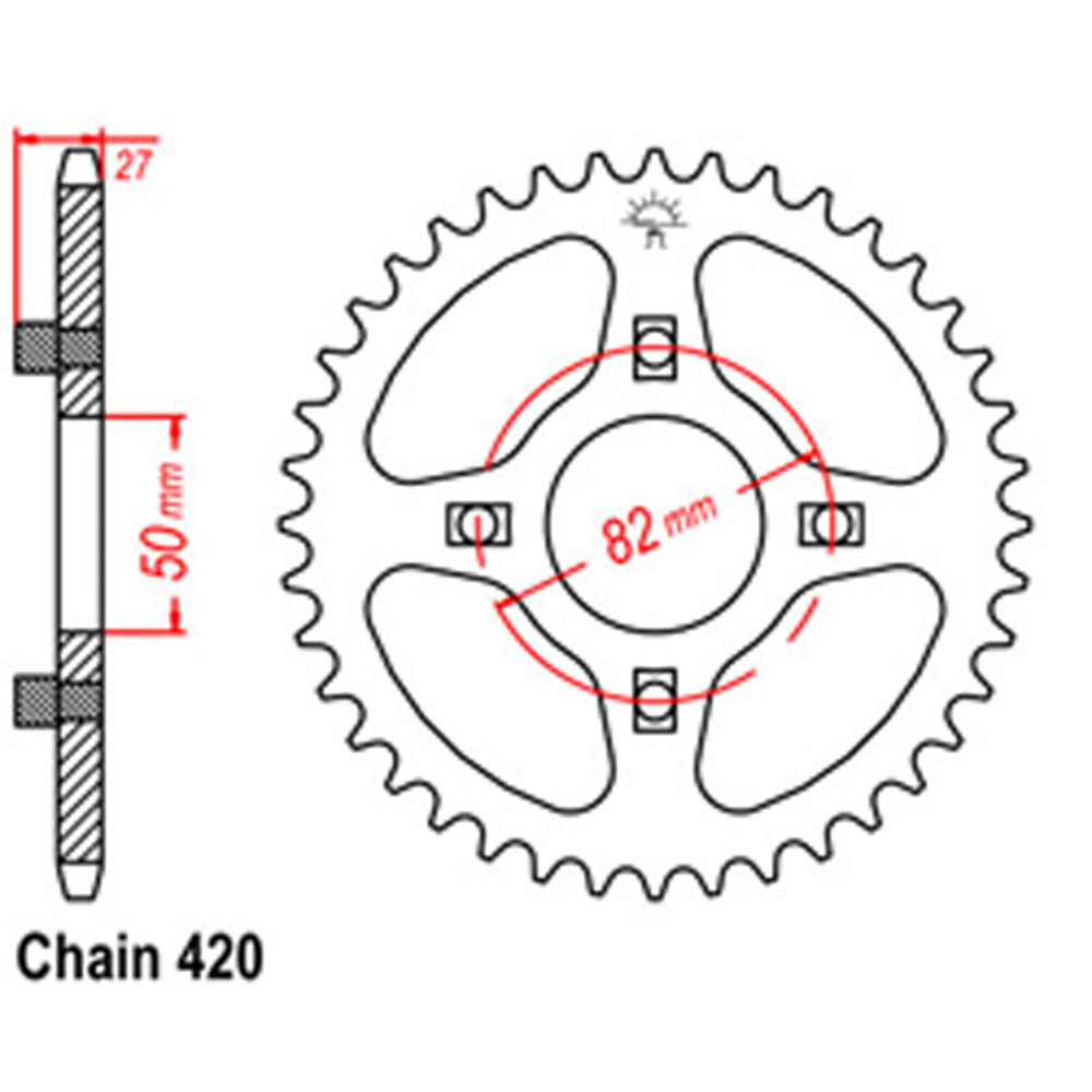 REAR SPROCKET - STEEL 36T 420P - 32-153-36