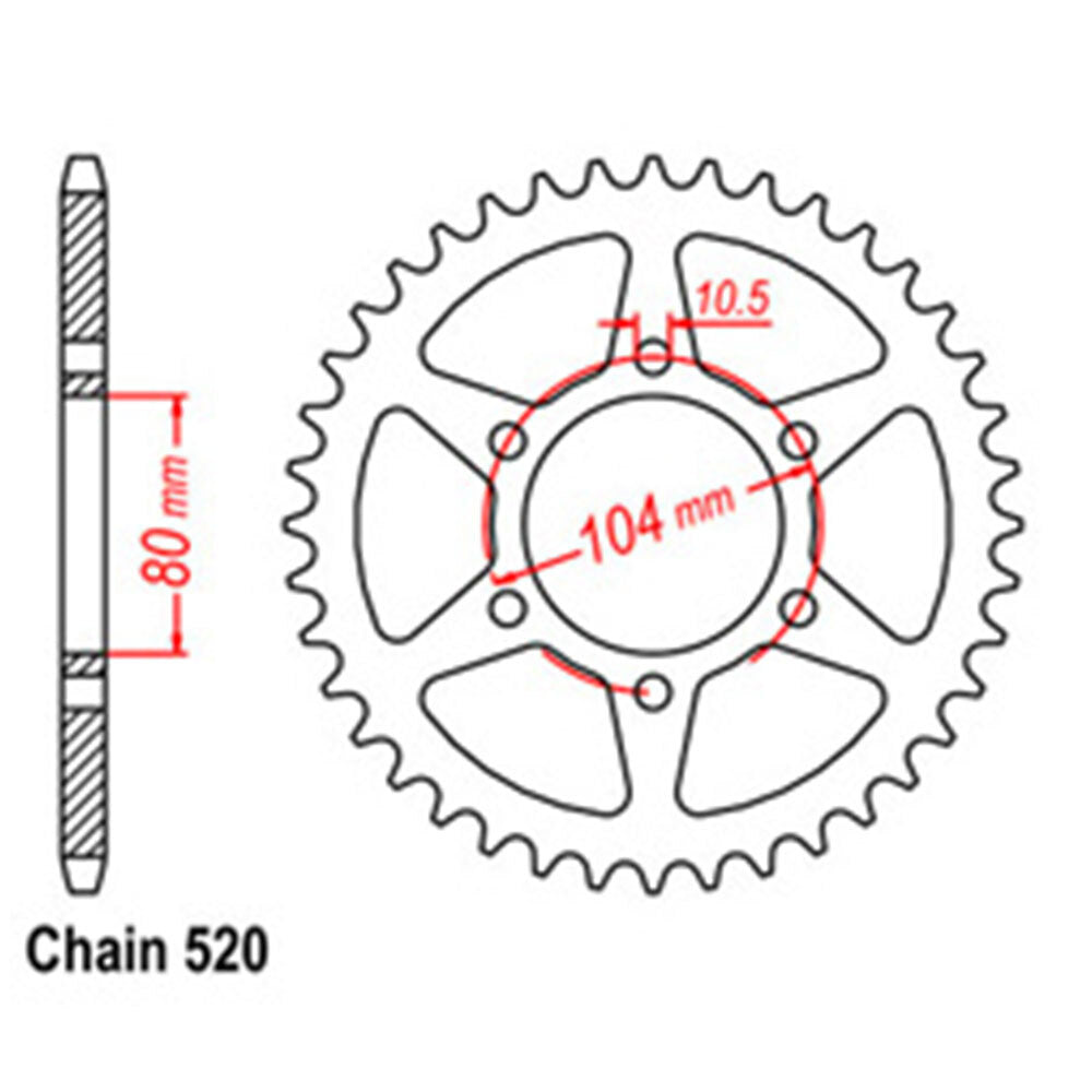 REAR SPROCKET - STEEL 39T 520P - 32-163-39