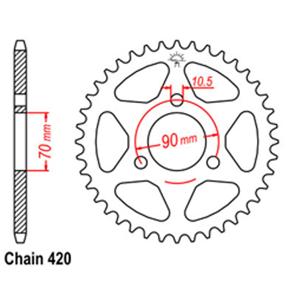 REAR SPROCKET - STEEL 47T 420P - 32-169-47