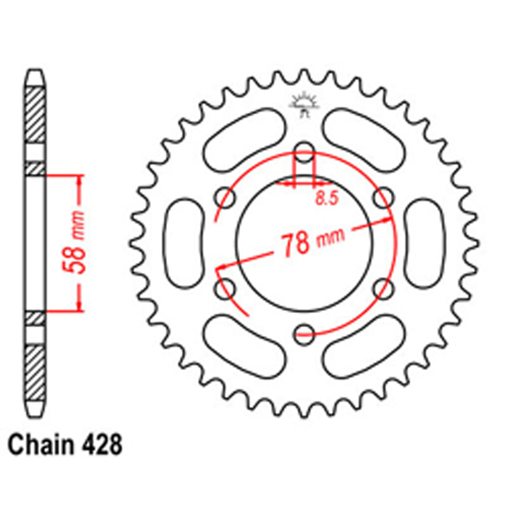 REAR SPROCKET - STEEL 37T 428P - 32-173-37