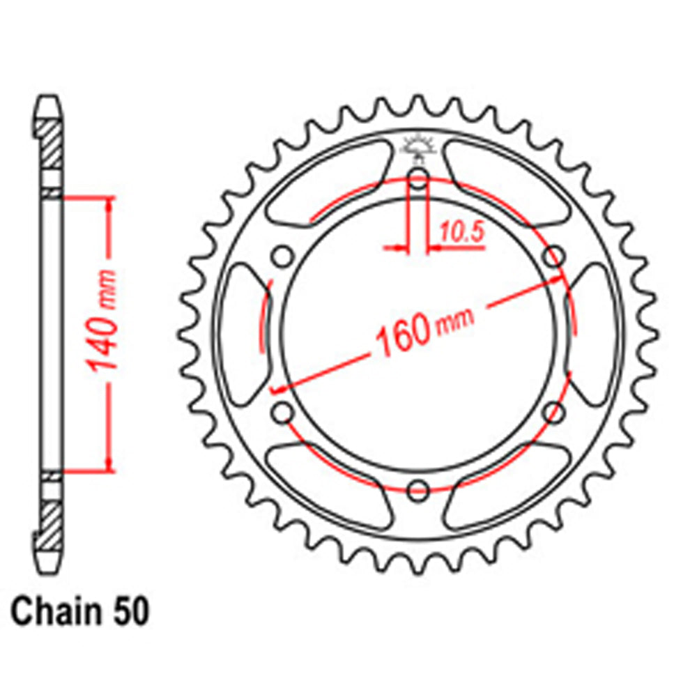 REAR SPROCKET - STEEL 45T 530P - 32-184-45