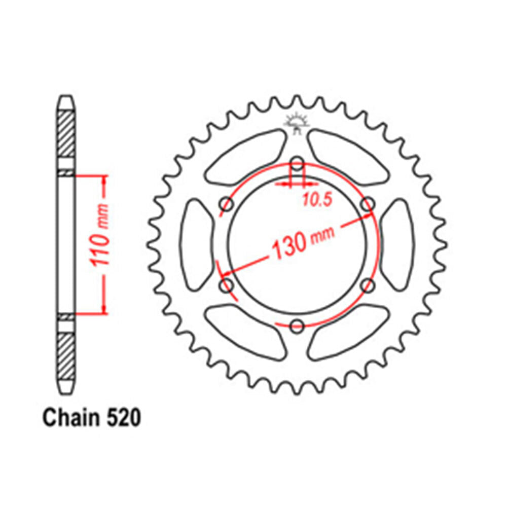 REAR SPROCKET - STEEL 41T 520P - 32-192-41