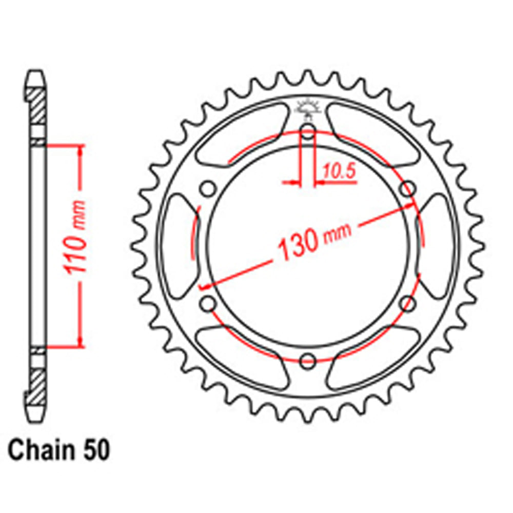 REAR SPROCKET - STEEL 39T 530P - 32-198-39