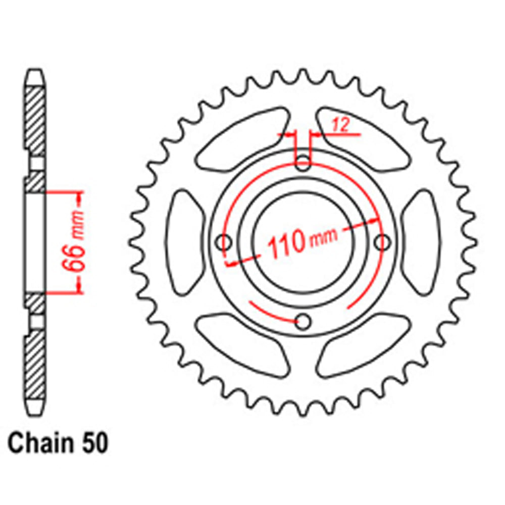 REAR SPROCKET - STEEL 38T 530P - 32-1A1-38