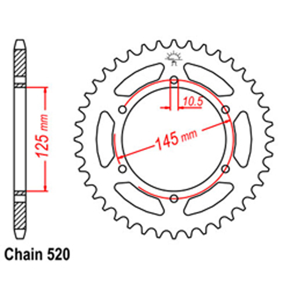 REAR SPROCKET - STEEL 45T 520P - 32-1M1-45