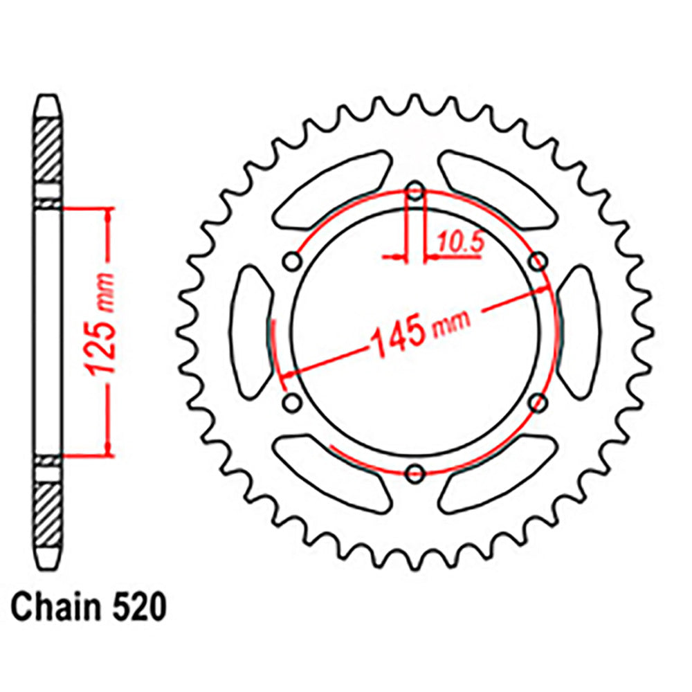 REAR SPROCKET - STEEL 47T 520P - 32-1M1-47