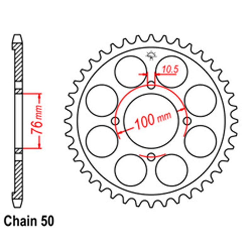 REAR SPROCKET - STEEL 46T 530P - 32-21A-46