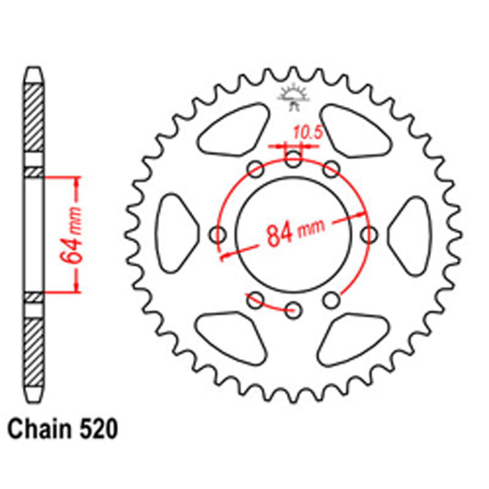 REAR SPROCKET - STEEL 39T 520P D/D - 32-22A-39