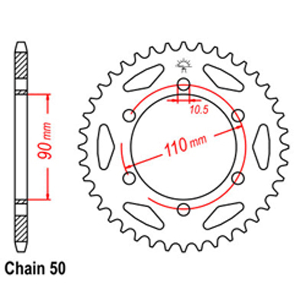 REAR SPROCKET - STEEL 34T 530P - 32-256-34