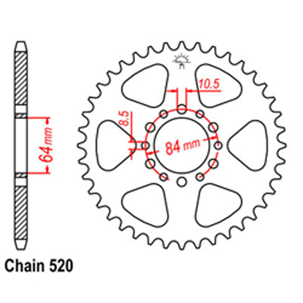 REAR SPROCKET - STEEL 45T 520P D/D - 32-290-45