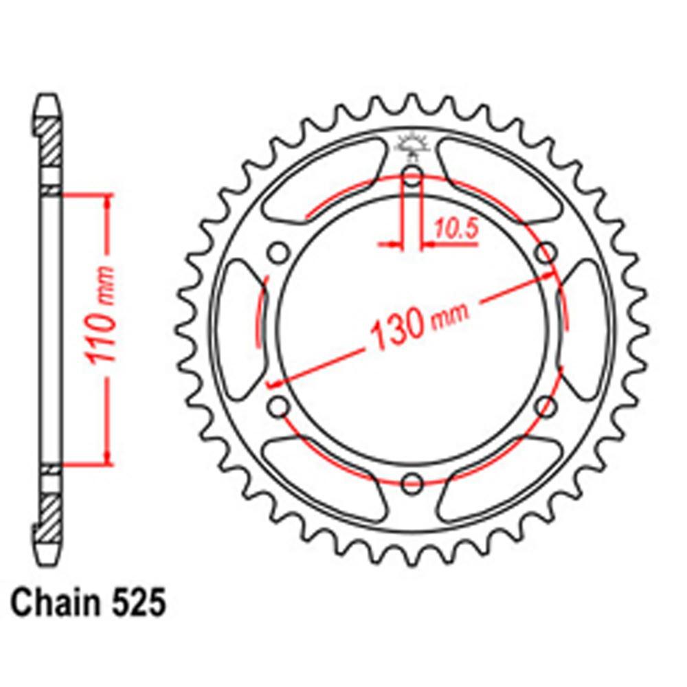 REAR SPROCKET - STEEL 44T 525P - 32-2C0-44