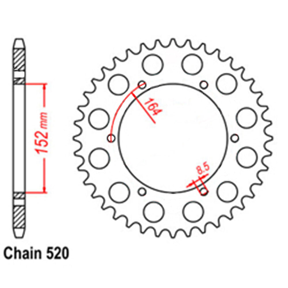 REAR SPROCKET - STEEL 40T 520P - 32-2H0-40