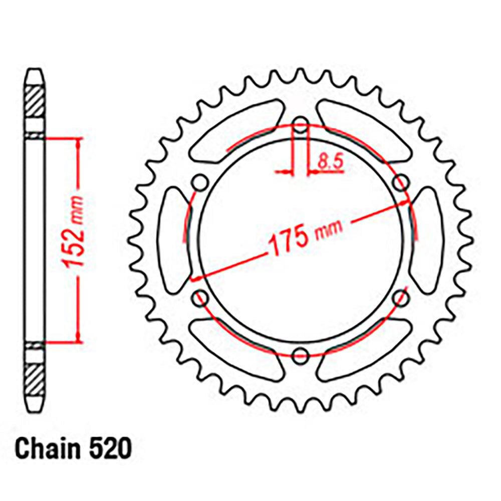 REAR SPROCKET - STEEL 44T 520P - 32-2YY-44