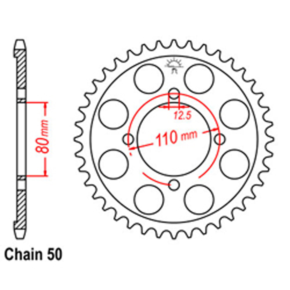 REAR SPROCKET - STEEL 40T 530P - 32-300-40