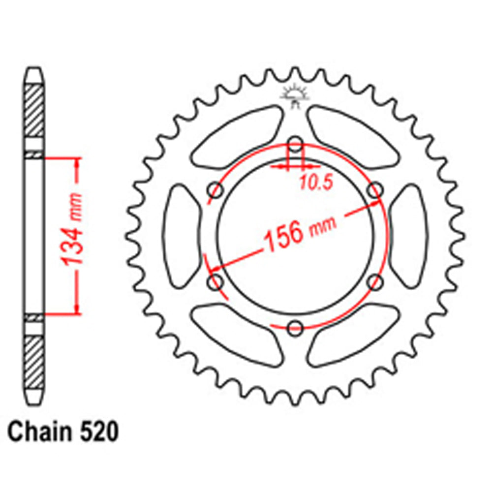 REAR SPROCKET - STEEL 40T 520P - 32-319-40