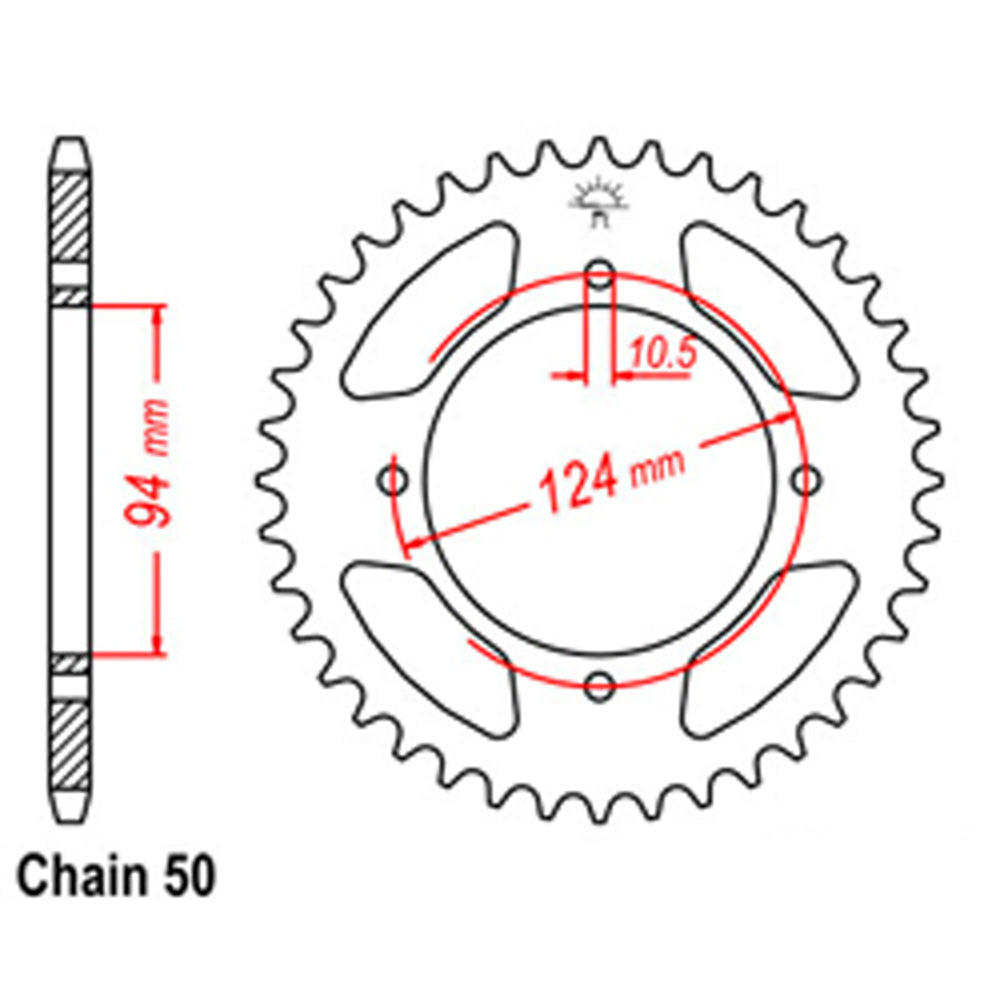 REAR SPROCKET - STEEL 34T 530P - 32-323-34