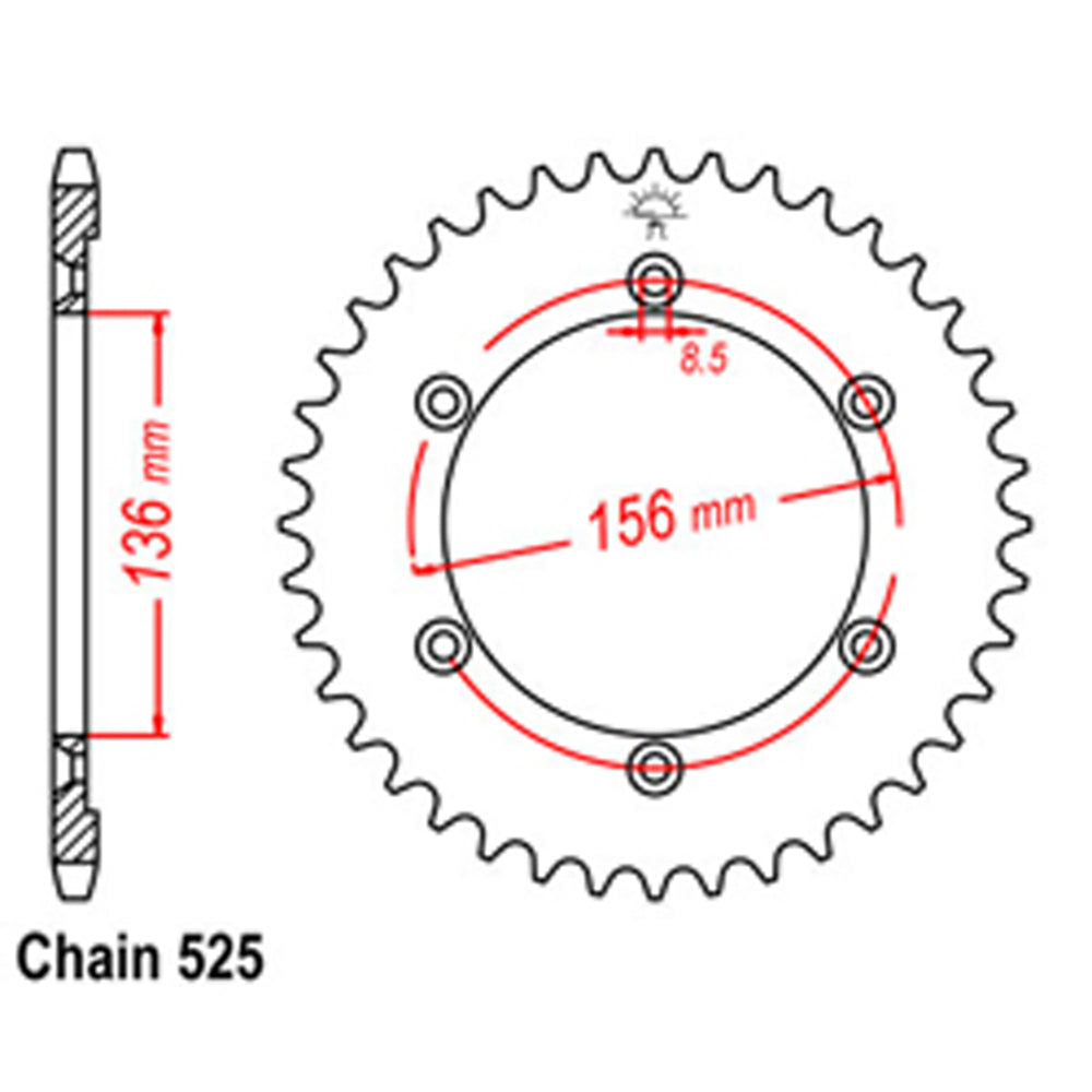 REAR SPROCKET - STEEL 41T 525P - 32-32E-41