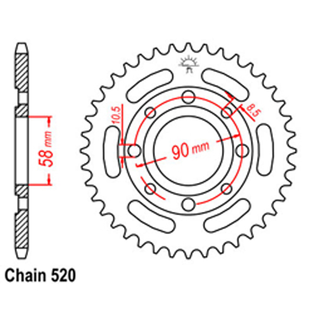 REAR SPROCKET - STEEL 38T 520P D/D - 32-362-38