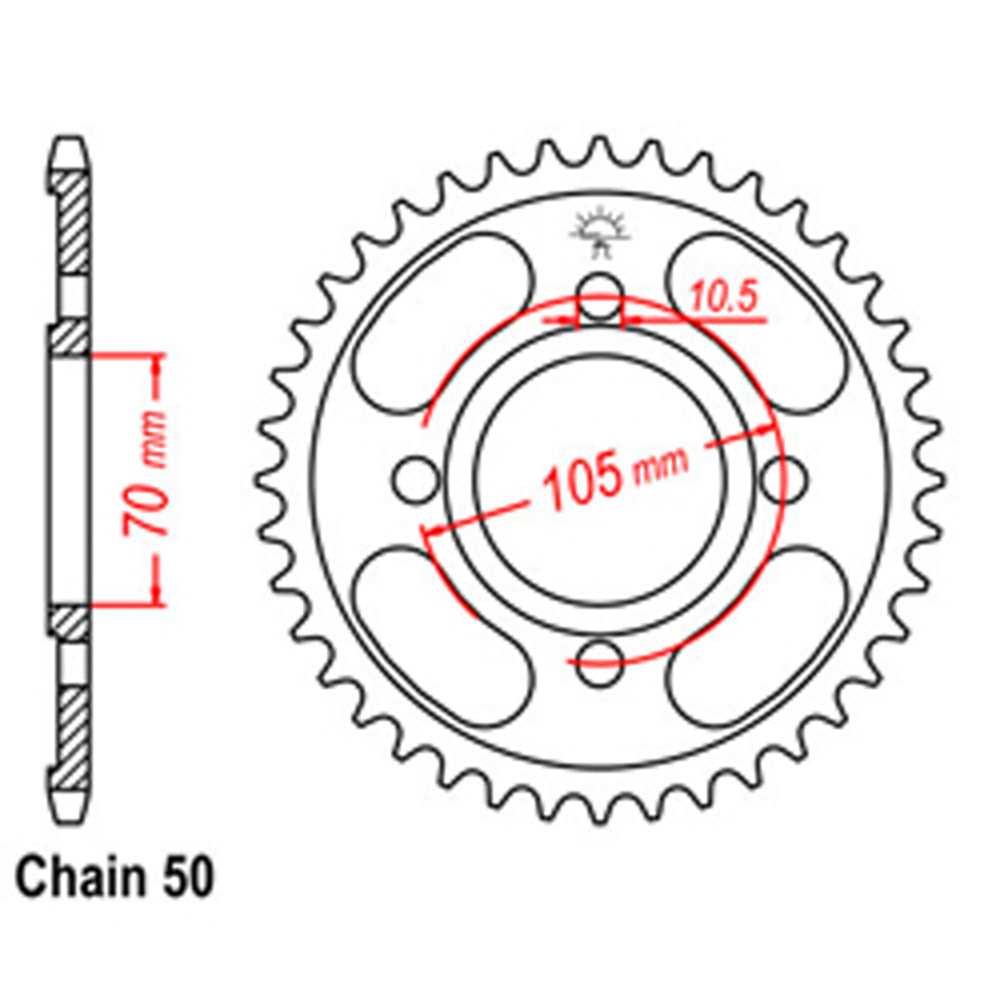 REAR SPROCKET - STEEL 38T 530P - 32-367-38