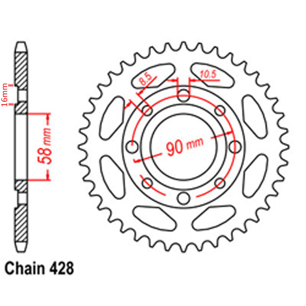 REAR SPROCKET - STEEL 35T 428P D/D