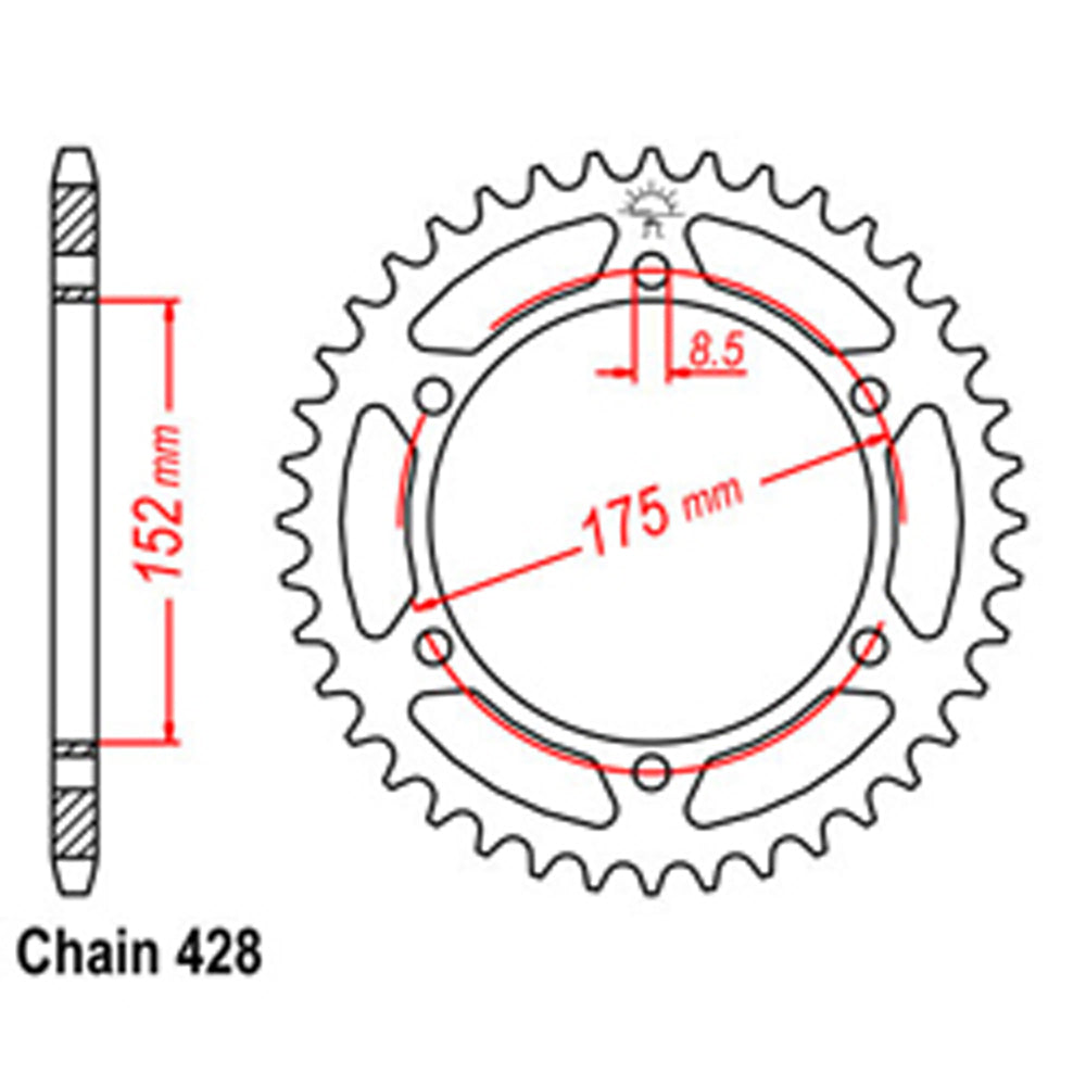 REAR SPROCKET - STEEL 55T 428P - 32-3BN-55