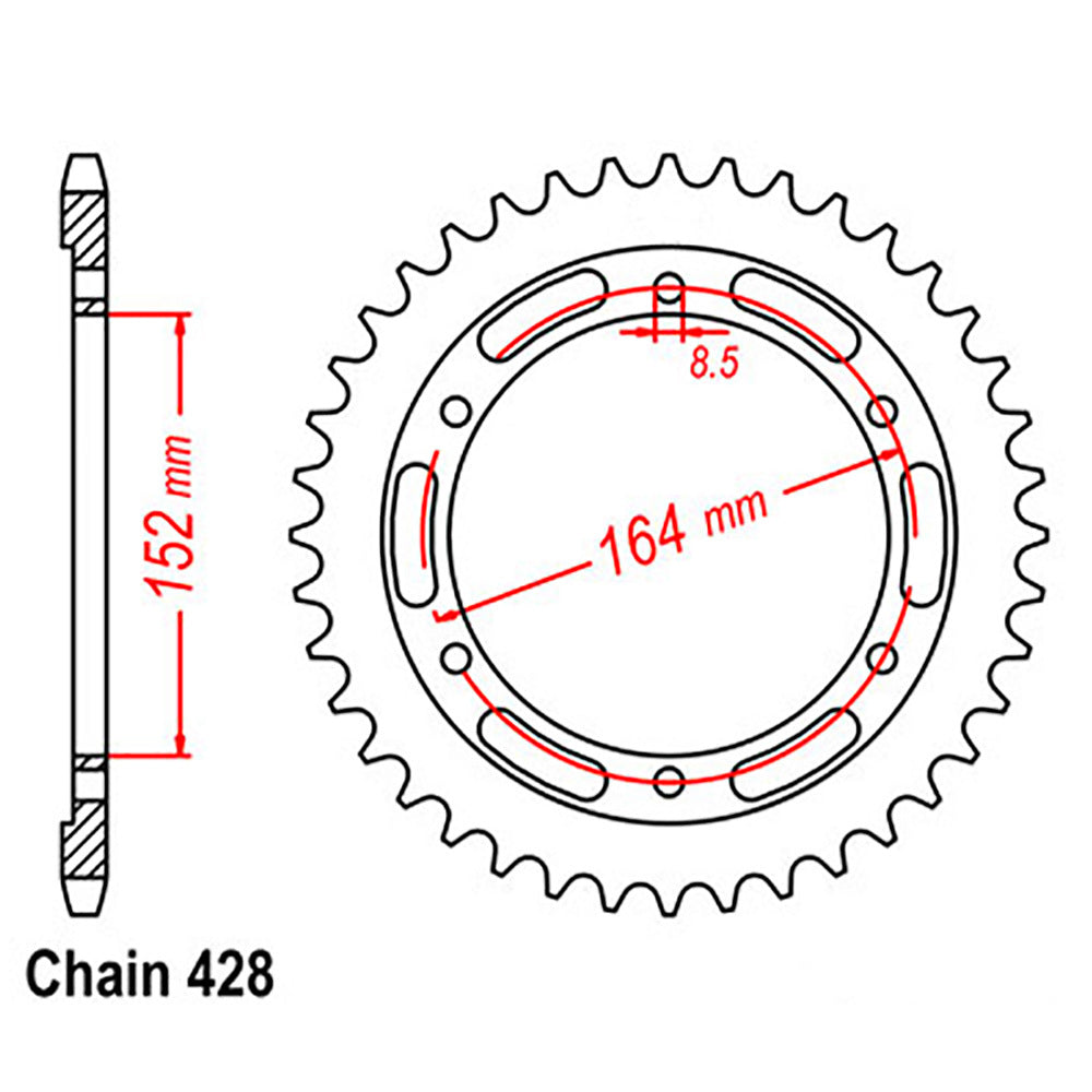 REAR SPROCKET - STEEL 56T 428P