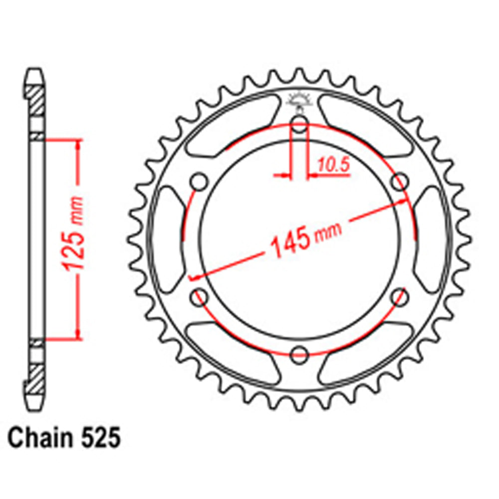 REAR SPROCKET - STEEL 44T 525P - 32-3VD-44