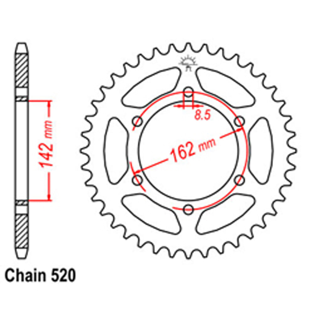 REAR SPROCKET - STEEL 48T 520P - 32-400-48