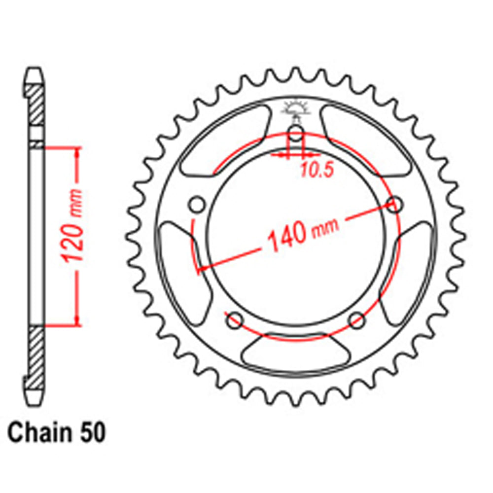 REAR SPROCKET - STEEL 40T 530P - 32-40F-40