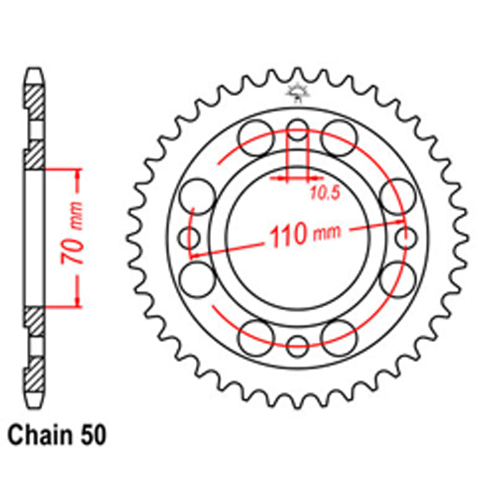 REAR SPROCKET - STEEL 41T 530P - 32-413-41