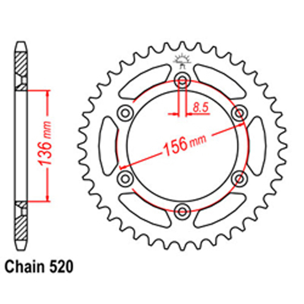 REAR SPROCKET - STEEL 41T 520P - 32-415-41