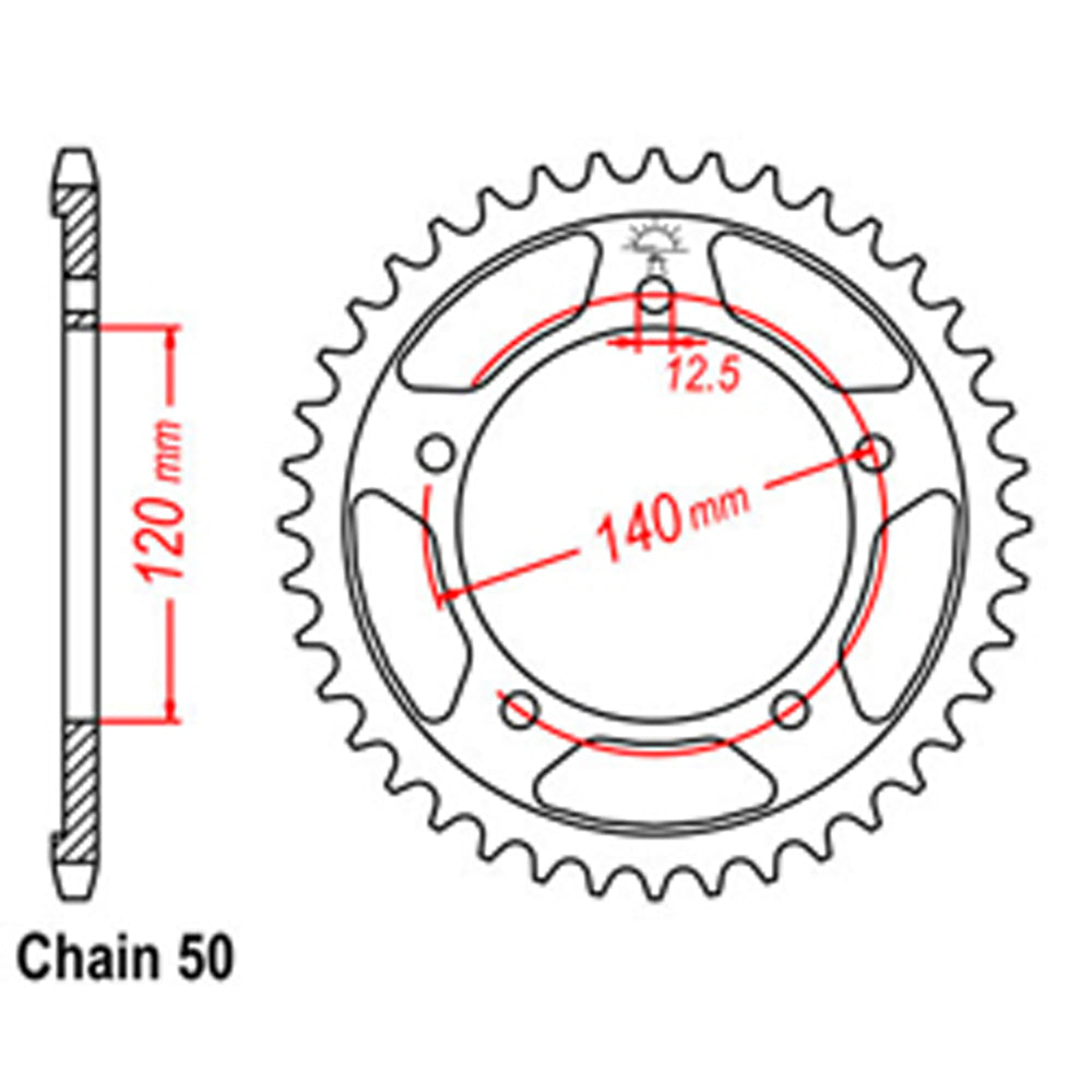 REAR SPROCKET - STEEL 41T 530P - 32-42F-41